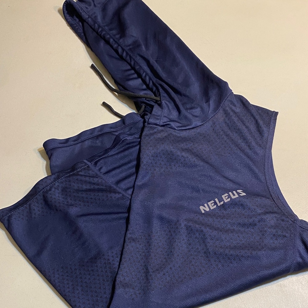 NELEUS Men's Navy Sleeveless Hoodie Tank Top